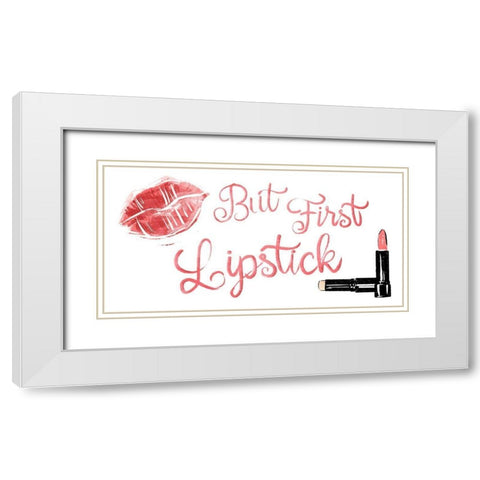 First Lipstick Horizontal White Modern Wood Framed Art Print with Double Matting by Villa, Mlli
