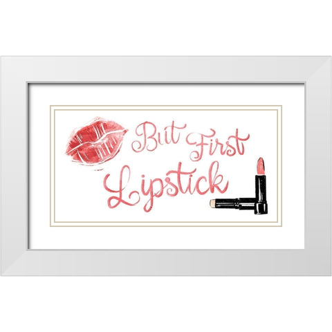 First Lipstick Horizontal White Modern Wood Framed Art Print with Double Matting by Villa, Mlli