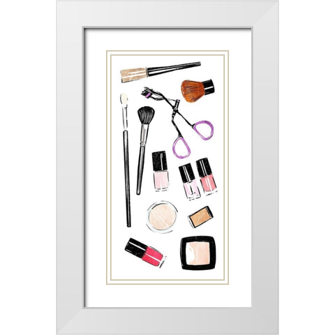 Makeup Tools White Modern Wood Framed Art Print with Double Matting by Villa, Mlli