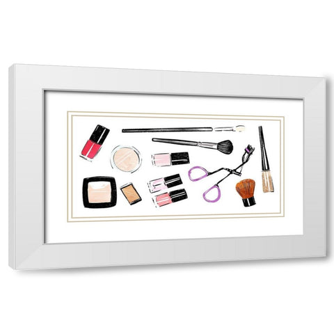 Makeup Tools Horizontal White Modern Wood Framed Art Print with Double Matting by Villa, Mlli