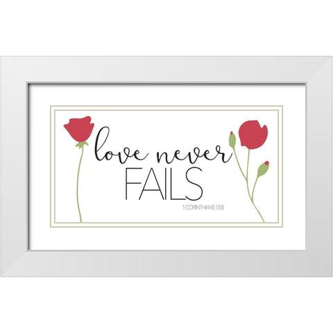 Love Never Fails White Modern Wood Framed Art Print with Double Matting by Villa, Mlli