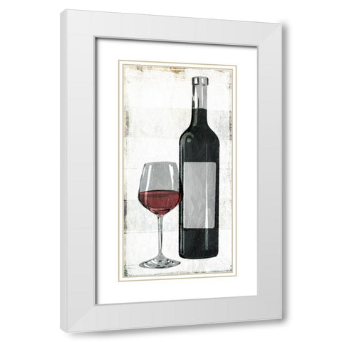 Wine With Bottle White Modern Wood Framed Art Print with Double Matting by Villa, Milli