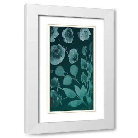 Teals Florals In The Wind 2 White Modern Wood Framed Art Print with Double Matting by Villa, Milli