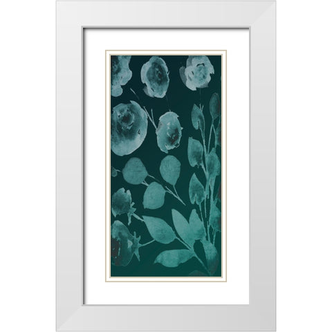 Teals Florals In The Wind 2 White Modern Wood Framed Art Print with Double Matting by Villa, Milli