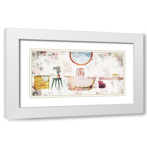 Floral Bathroom 2 White Modern Wood Framed Art Print with Double Matting by Villa, Milli