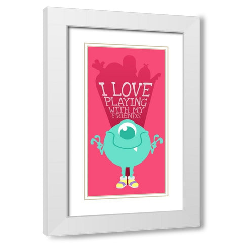 I Love Playing With My Friends White Modern Wood Framed Art Print with Double Matting by Villa, Milli