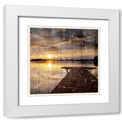 Out On The Dock White Modern Wood Framed Art Print with Double Matting by Villa, Mlli