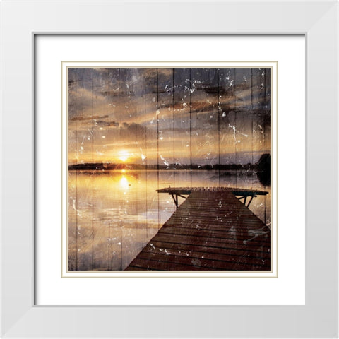 Out On The Dock White Modern Wood Framed Art Print with Double Matting by Villa, Mlli
