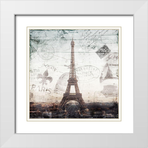 Postcard From Paris White Modern Wood Framed Art Print with Double Matting by Villa, Mlli