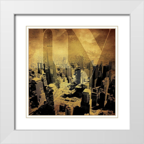 Golden NY White Modern Wood Framed Art Print with Double Matting by Villa, Mlli