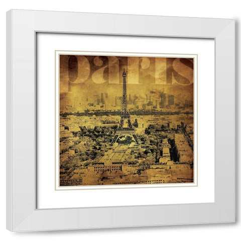 Golden Paris White Modern Wood Framed Art Print with Double Matting by Villa, Mlli