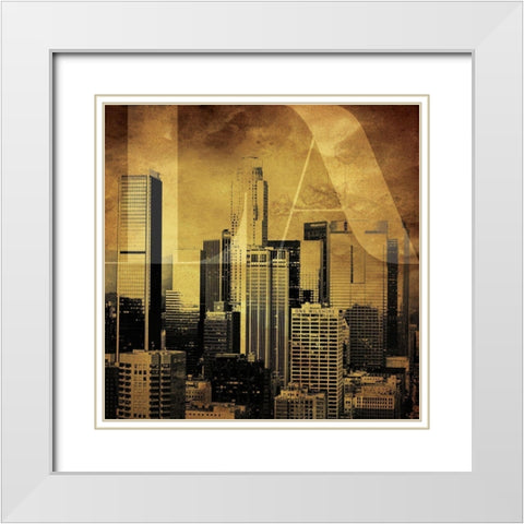 Golden LA White Modern Wood Framed Art Print with Double Matting by Villa, Mlli