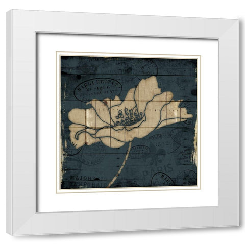 Traveled Blue Flower Mate White Modern Wood Framed Art Print with Double Matting by Villa, Mlli