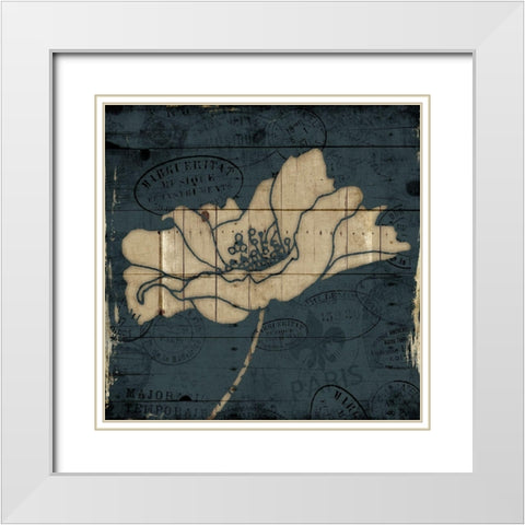 Traveled Blue Flower Mate White Modern Wood Framed Art Print with Double Matting by Villa, Mlli