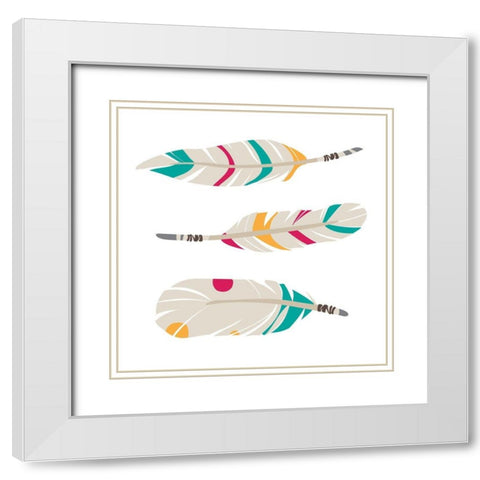 Magical Feathers White Modern Wood Framed Art Print with Double Matting by Villa, Mlli