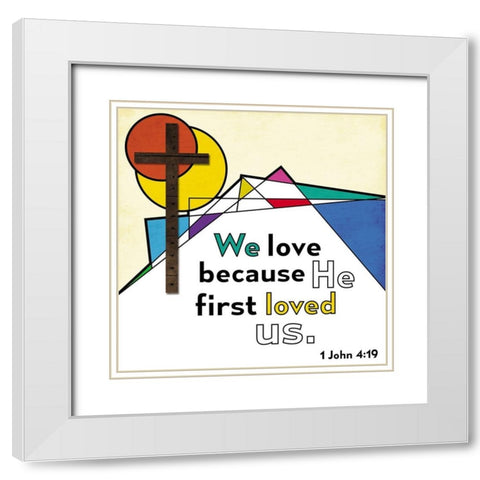 Abstract Praise White Modern Wood Framed Art Print with Double Matting by Villa, Mlli