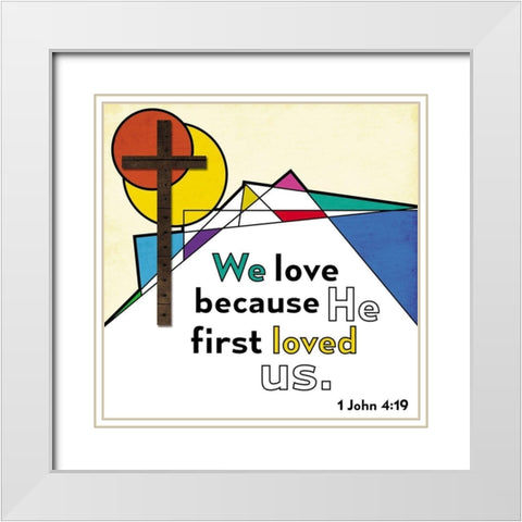 Abstract Praise White Modern Wood Framed Art Print with Double Matting by Villa, Mlli