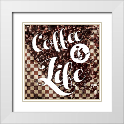 Coffee Is Life White Modern Wood Framed Art Print with Double Matting by Villa, Mlli