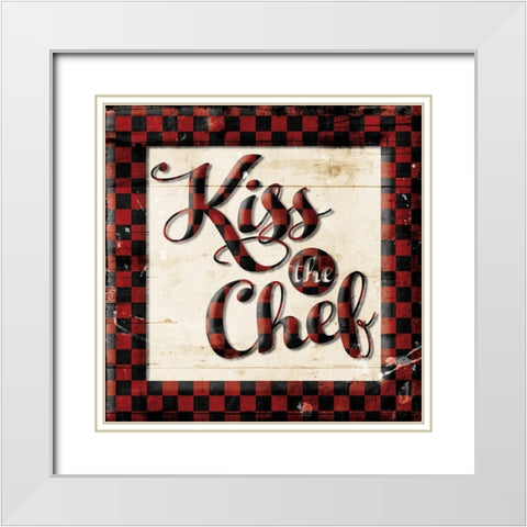 Kiss The Chef White Modern Wood Framed Art Print with Double Matting by Villa, Mlli
