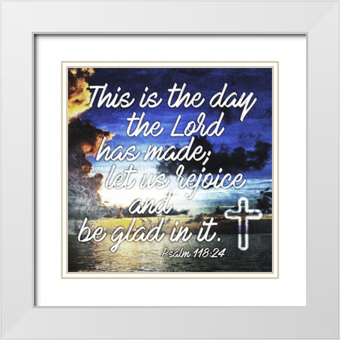 Rejoice White Modern Wood Framed Art Print with Double Matting by Villa, Mlli