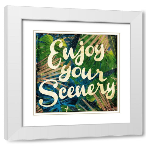 Enjoy The Scenery White Modern Wood Framed Art Print with Double Matting by Villa, Mlli
