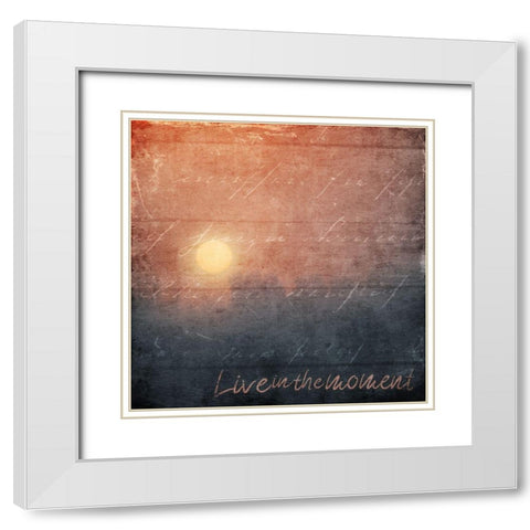 Live In The Moment White Modern Wood Framed Art Print with Double Matting by Villa, Mlli