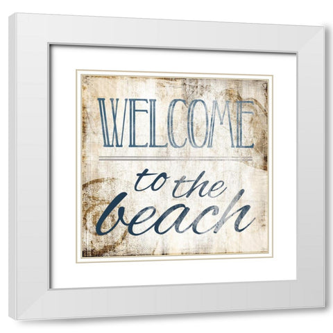 Welcome To The Beach White Modern Wood Framed Art Print with Double Matting by Villa, Mlli