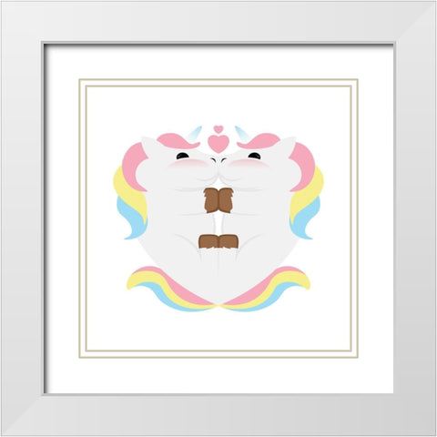 Unicorn Hug White Modern Wood Framed Art Print with Double Matting by Villa, Mlli