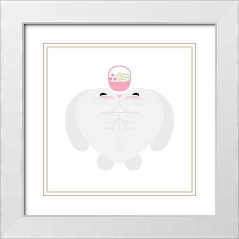 Easter Bunny White Modern Wood Framed Art Print with Double Matting by Villa, Mlli