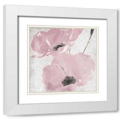 Mellow Blush Floral White Modern Wood Framed Art Print with Double Matting by Villa, Mlli