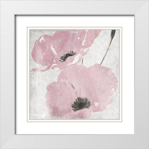 Mellow Blush Floral White Modern Wood Framed Art Print with Double Matting by Villa, Mlli