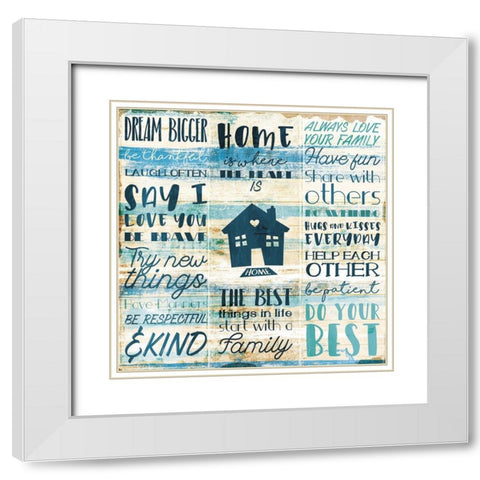 Home Family White Modern Wood Framed Art Print with Double Matting by Villa, Mlli