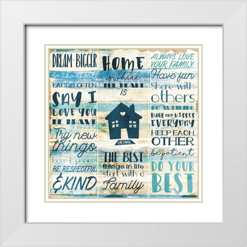 Home Family White Modern Wood Framed Art Print with Double Matting by Villa, Mlli