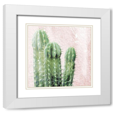 Three Cacti White Modern Wood Framed Art Print with Double Matting by Villa, Mlli