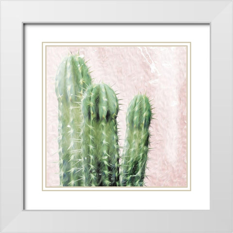 Three Cacti White Modern Wood Framed Art Print with Double Matting by Villa, Mlli