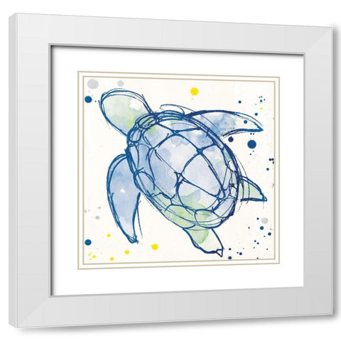 Minimal Sketch Turtle White Modern Wood Framed Art Print with Double Matting by Villa, Milli