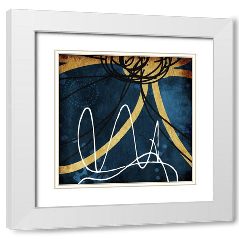 Gold Lines White Modern Wood Framed Art Print with Double Matting by Villa, Mlli