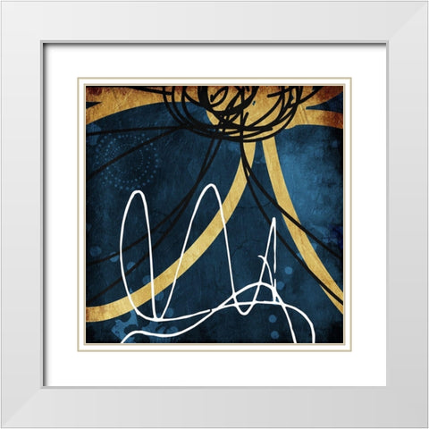 Gold Lines White Modern Wood Framed Art Print with Double Matting by Villa, Mlli