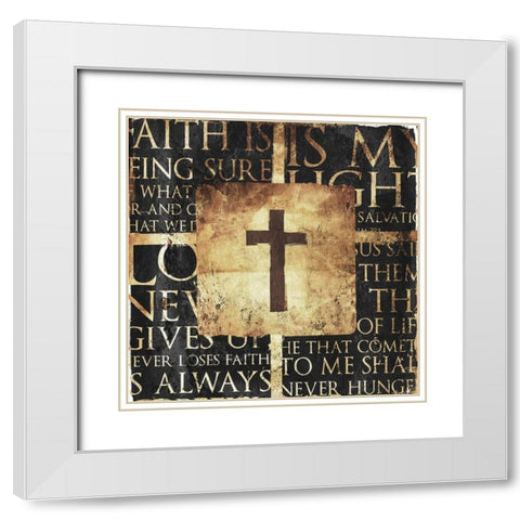 Quote Border Cross Gold White Modern Wood Framed Art Print with Double Matting by Villa, Mlli
