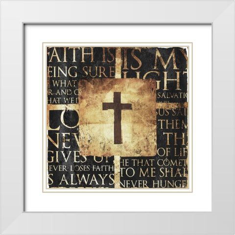Quote Border Cross Gold White Modern Wood Framed Art Print with Double Matting by Villa, Mlli