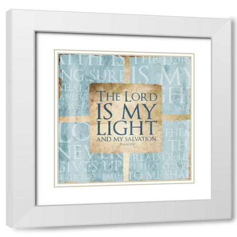 Quote Border Psalm Blue White Modern Wood Framed Art Print with Double Matting by Villa, Mlli