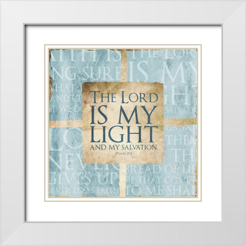 Quote Border Psalm Blue White Modern Wood Framed Art Print with Double Matting by Villa, Mlli
