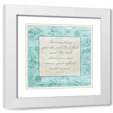 Floral Religious White Modern Wood Framed Art Print with Double Matting by Villa, Mlli