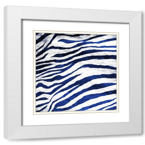 Indigo Zebra White Modern Wood Framed Art Print with Double Matting by Villa, Milli