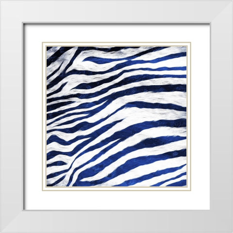 Indigo Zebra White Modern Wood Framed Art Print with Double Matting by Villa, Milli
