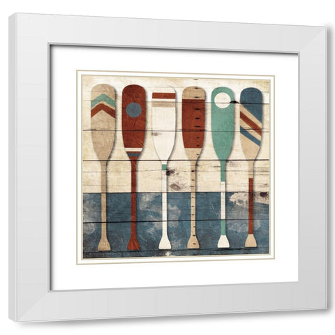 Multi Oars White Modern Wood Framed Art Print with Double Matting by Villa, Mlli