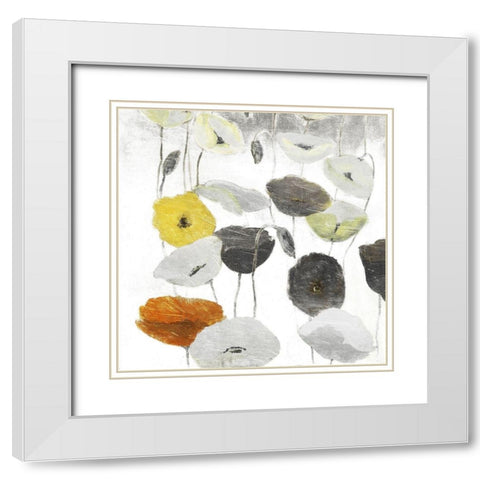 Yellow Grey Poppies One White Modern Wood Framed Art Print with Double Matting by Villa, Mlli
