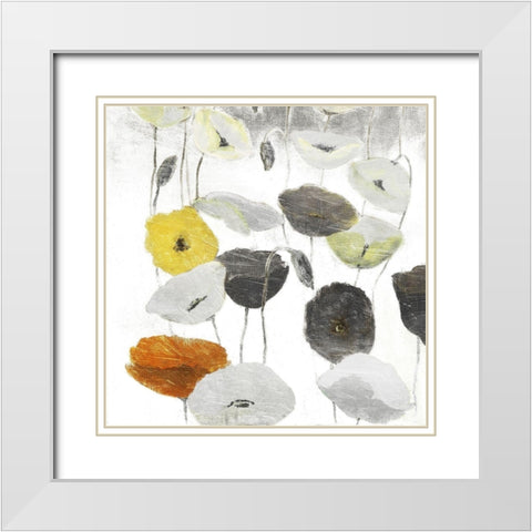 Yellow Grey Poppies One White Modern Wood Framed Art Print with Double Matting by Villa, Mlli