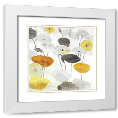 Yellow Grey Poppies Two White Modern Wood Framed Art Print with Double Matting by Villa, Mlli