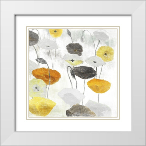 Yellow Grey Poppies Two White Modern Wood Framed Art Print with Double Matting by Villa, Mlli